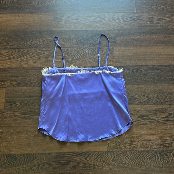 FLEUR DU MAL Silk Straight Neck Cami Purple XS - Picture 6 of 8